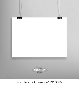 Poster Mockup. Vector Illustration. Blank white poster mockup