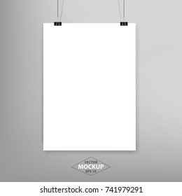 Poster Mockup. Vector Illustration. Blank white poster mockup
