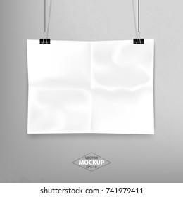 Poster Mockup. Vector Illustration. Blank white poster mockup