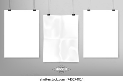 Poster Mockup. Vector Illustration. Blank white poster mockup