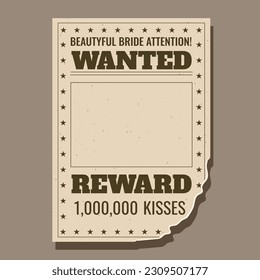 Poster Mockup Wanted Bride Reward Million Kiss Wedding Decor