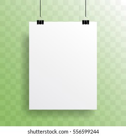 Poster mockup. White blank mock up sheet with binders