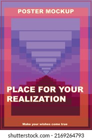 Poster mockup you can use for advertising design on any topic. Old style of the past, shades of the sky over the canyon.