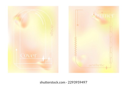 Poster mockups with gradient and geometric shapes. Illustration with elements in trendy y2k style