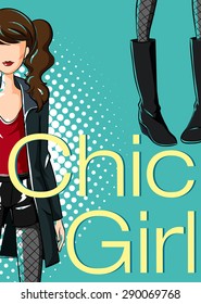Poster of modern fashion with female model and text
