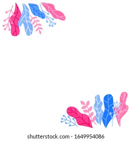 Poster with modern flat colorful fluid leaves on white background.