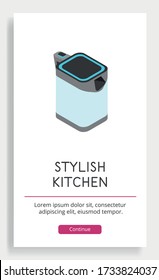 Poster with a modern kettle in isometric style on a white background. Kitchen interior element for a futuristic style. Stylish vector illustration.