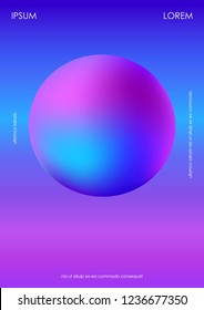 Poster with a modern sphere. Holographic gradient.