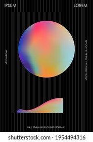 Poster with a modern sphere. Holographic gradient.