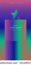 Poster with modern spheres. Holographic gradient. Vector