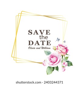 Poster modern wedding invitation card templat simple design with save the date