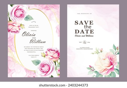 Poster modern wedding invitation card templat simple design with save the date