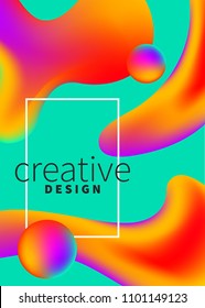 Poster with molecules, fluid banner, flyer, card. Presentation template, abstract trendy hipster color background. Vector illustration