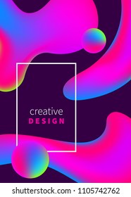Poster with molecules, fluid banner, flyer, card. Presentation template, abstract trendy hipster color background. Vector illustration