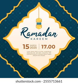 a poster for the month of ramadan with blue background