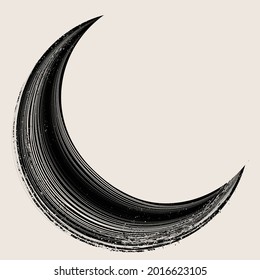 Poster with moon in Boho style. Grunge textured geometric shapes  .Minimal design with grange elements . Trendy brochure . Vector illustration .