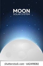 Poster Moon and Solar System. Space background