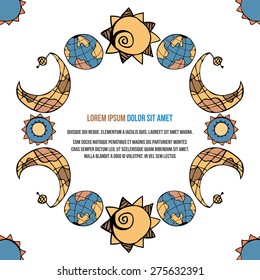 poster , poster with the moon , the stars , the sun. vector background 3