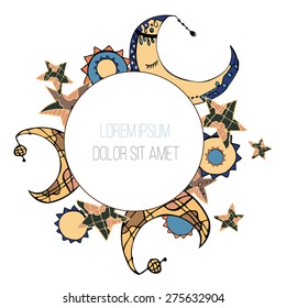 poster , poster with the moon , the stars , the sun. vector background
