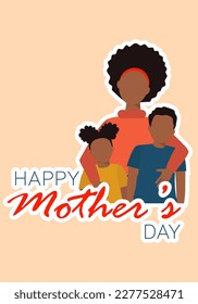 A poster for a mother's day with the words happy mother's day on it. African mother with children