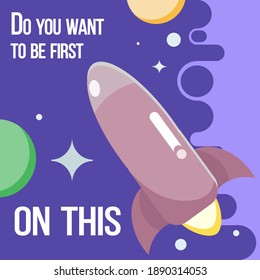 Poster with motivational phrase space rocket and planets