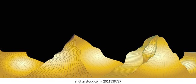 Afiche con paisaje montañoso al estilo boho. Diseño mínimo. Folleto de moda. Ilustración del vector.