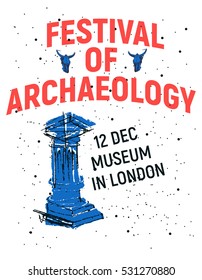 Poster for museum festival of archaeology vector illustration 