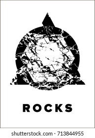 Poster for music event with geometric shapes, triangle, circle and polygon with  marbled texture.