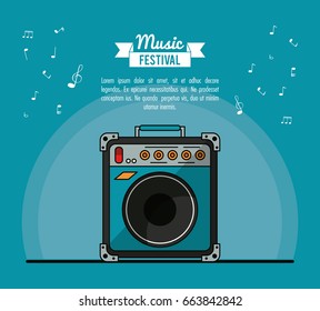 poster music festival in blue background with speaker box