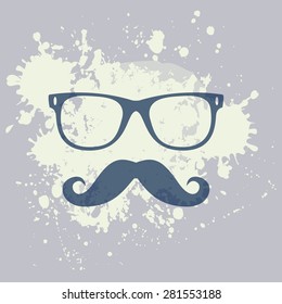 The poster with a mustache. Vector illustration