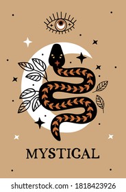  poster with mystic eye , black snake and  moon 