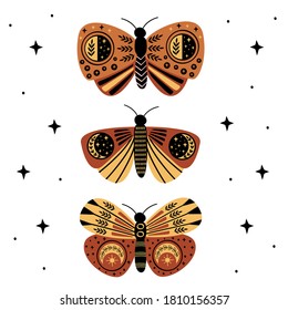 poster with mystic moths and butterflies