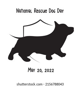 Poster Of National Rescue Dog Day In May ,20 USA. The Sunset Behind Dog`s Silhouette. National Dog Day