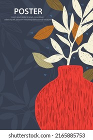 Poster with nature background, leaves and vases. It can be 
   used to design posters, brochures, publications, websites, 
   banners, presentations where text can be inserted and the 
   background
