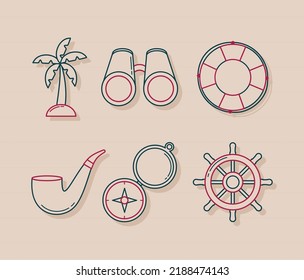 afiche del paquete de iconos náuticos