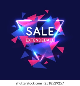 A poster with a neon glow. A banner for the sale of goods and services. An advertisement with bright elements. A stylish illustration.