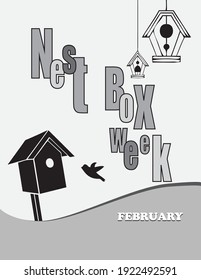Poster Nest Box Week.Vector illustration for a holiday in February