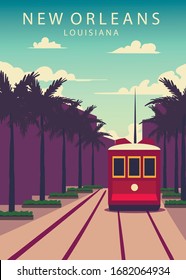 Poster New Orleans landscape. New-Orleans vector illustration.