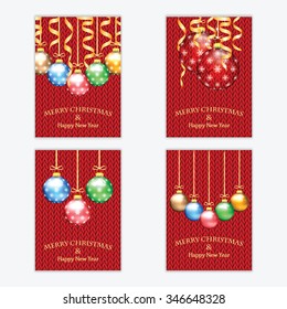  Poster for  New Year with  Christmas decorations on the knitted background.Cards for Christmas and New Year standard size.Christmas and New Year banners.Postcards.