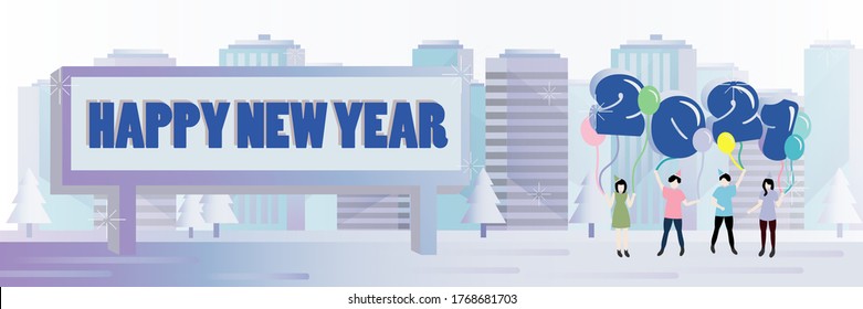 Poster New Year with Vector Illustration
