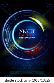 Poster of night party. Banner for night club. Gorgeous music party poster. 