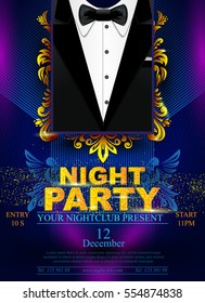 Poster of night party. Banner for night club. Gorgeous music party poster. jacket party.