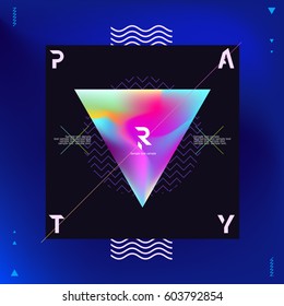 Poster for  night party. Neon vector design.