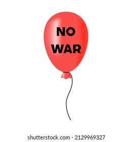Poster No War. Red ball in sky with inscription no war. Pacifism, propaganda postcard, banner. Concept of humanity. Vector illustration