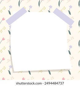 Poster notepad template design with sweet floral background