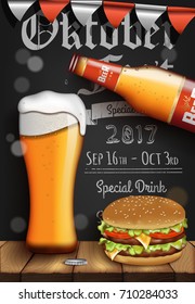 Poster. Oktober Fest. Beer. Food and Drink. Vector illustration