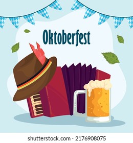 poster of oktoberfest items and leaves