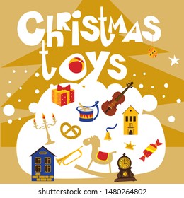 Poster on the Christmas theme. Christmas toy.