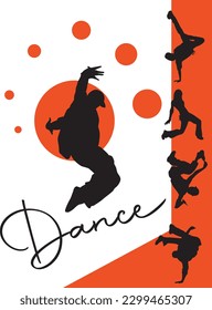 Poster on dance competition with dance silhouette poses.