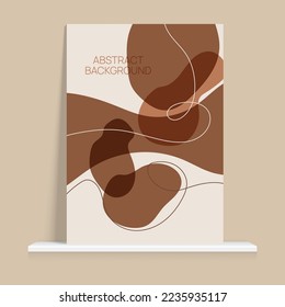 Poster on shelf. Abstract background with liquid organic flowing shapes and freehand drawn form, lines. Vector illustration in pastel colors. Template for booklet, flyer, cover, magazine, invitation.